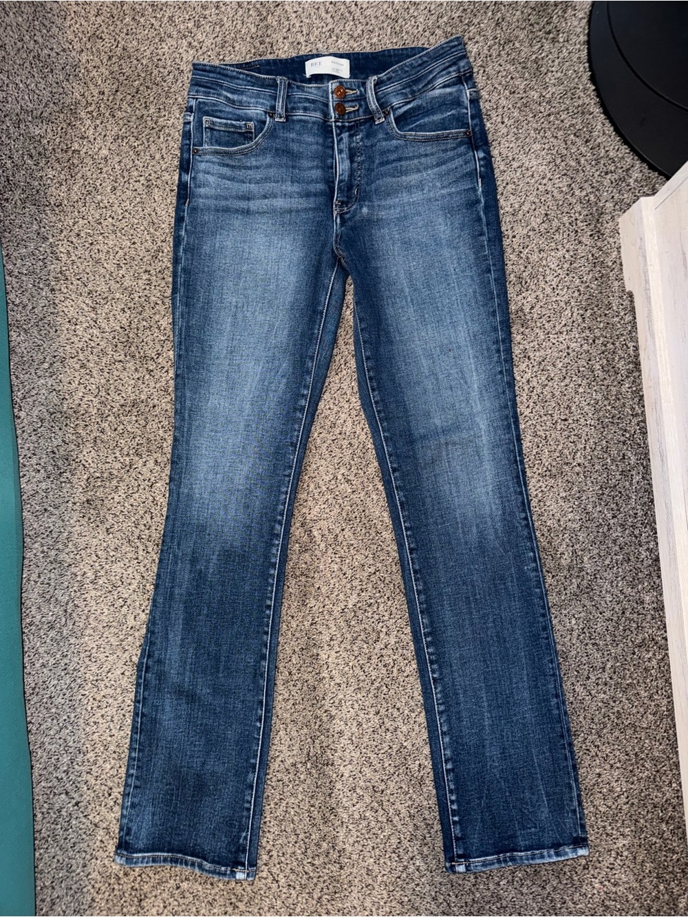 BKE Peyton Classic Women's Mid-Rise Straight Jeans in Dark Blue Size 28/32